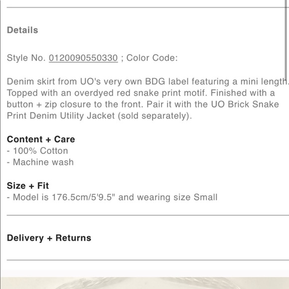 NWOT UO BDG Snakeskin Print High Rise Denim Skirt - Picture 2 of 5